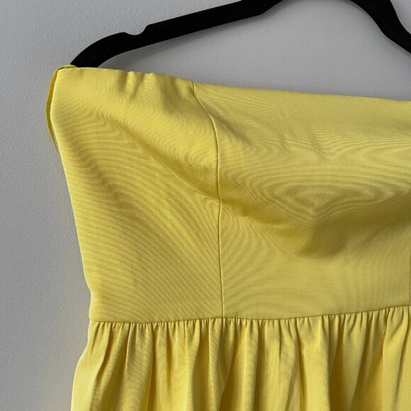 J. Crew Pleated Lined Back Zip Closure Casual Strapless Mini Dress Yellow 2 - Picture 5 of 9
